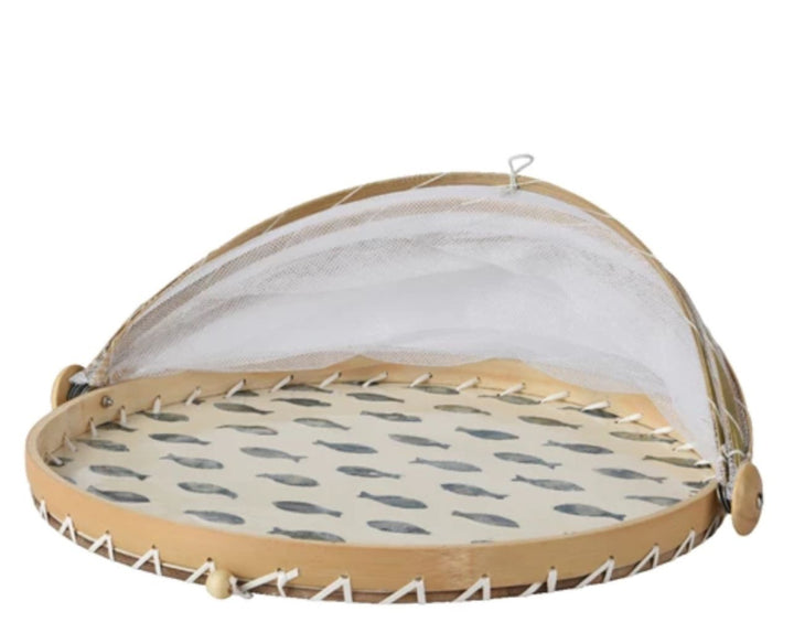 Bamboo Food Cover with Fish Inlay