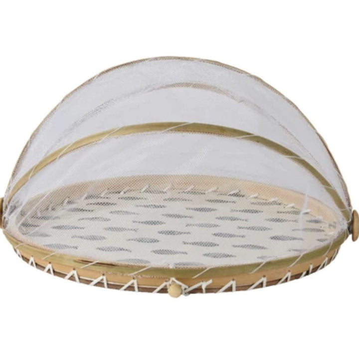 Bamboo Food Cover with Fish Inlay