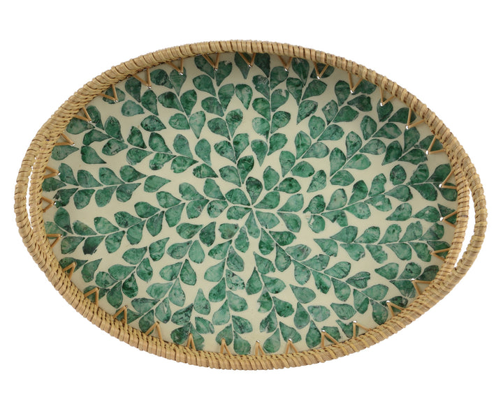 Oval Rattan Patterned Serving Tray