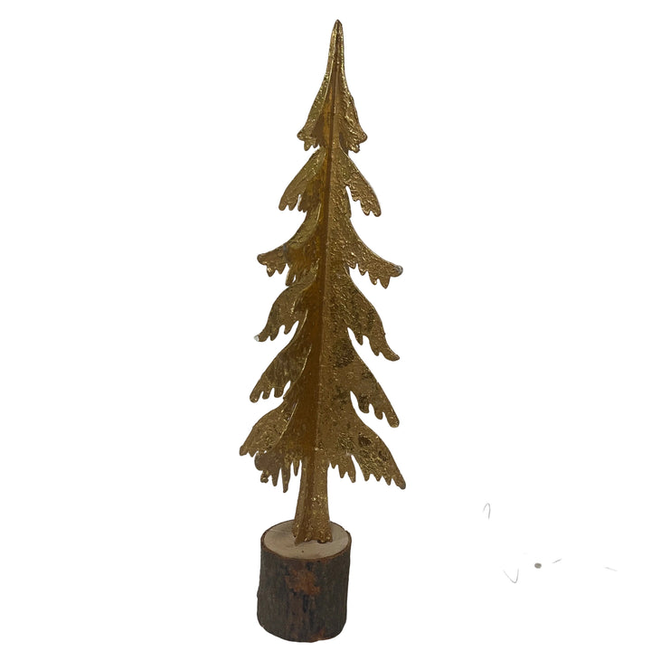 Medium Metal Tree on Log Base Gold