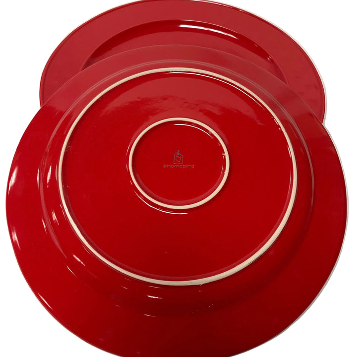 Home Bird Set of 3 Large Serving Plates Red