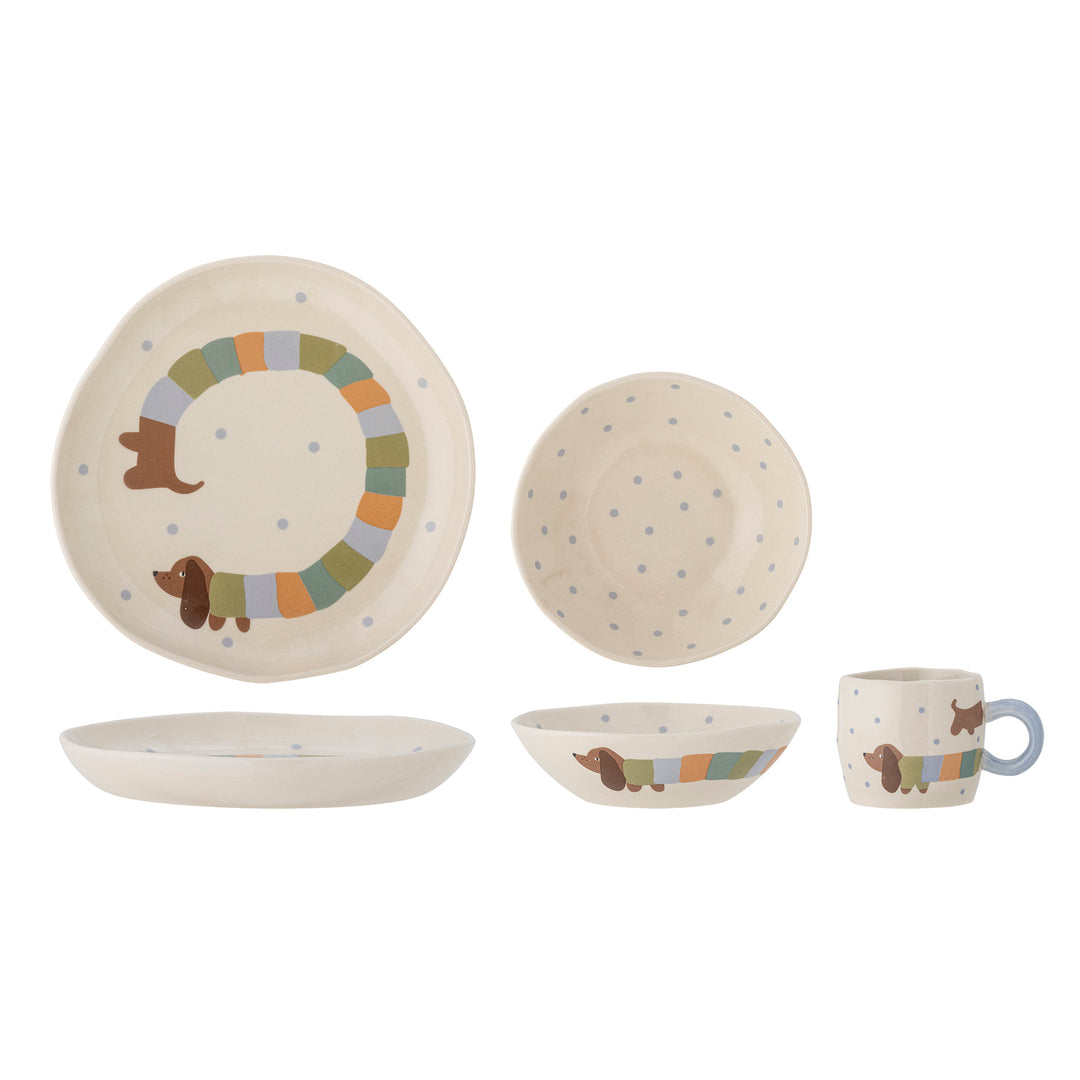 Charlie Tableware Set in Multi Stoneware Set of 3 Kids