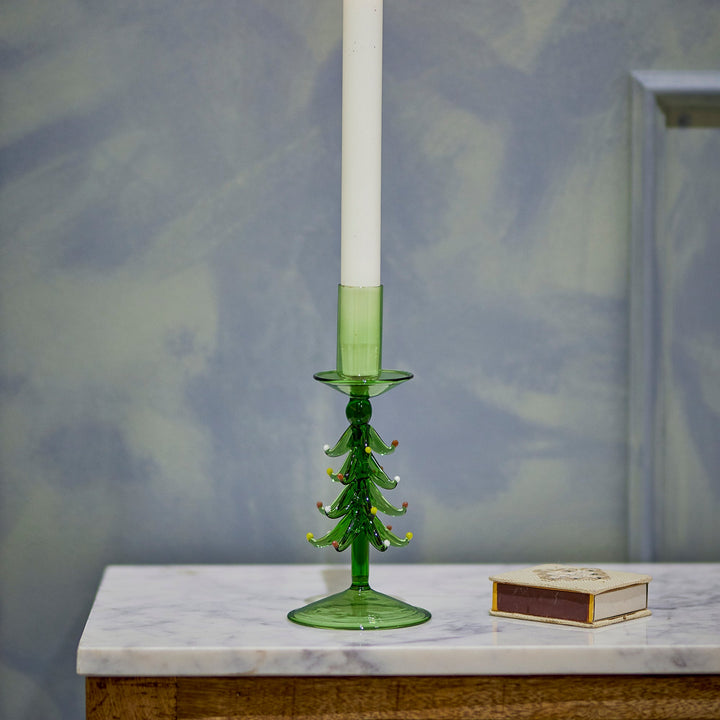 Brant Christmas Tree Glass Candle Holder