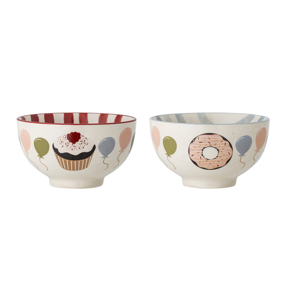 Darby Bowl in Multi Stoneware Set of 2 Kids