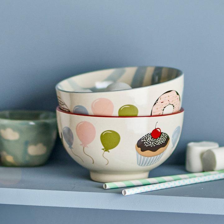 Darby Bowl in Multi Stoneware Set of 2 Kids