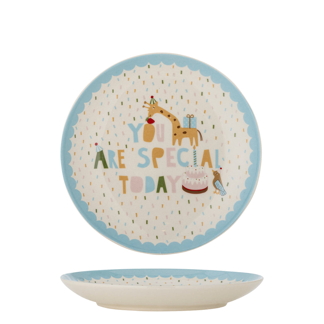 Celebrate Plate in Blue Stoneware Kids