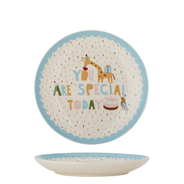 Celebrate Plate in Blue Stoneware Kids