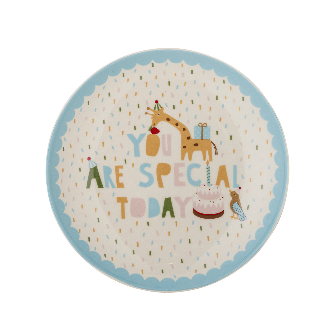 Celebrate Plate in Blue Stoneware Kids
