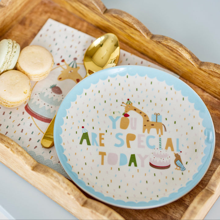 Celebrate Plate in Blue Stoneware Kids