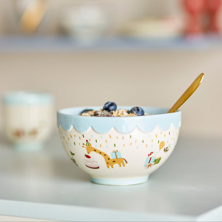 Celebrate Bowl in Blue Stoneware Kids