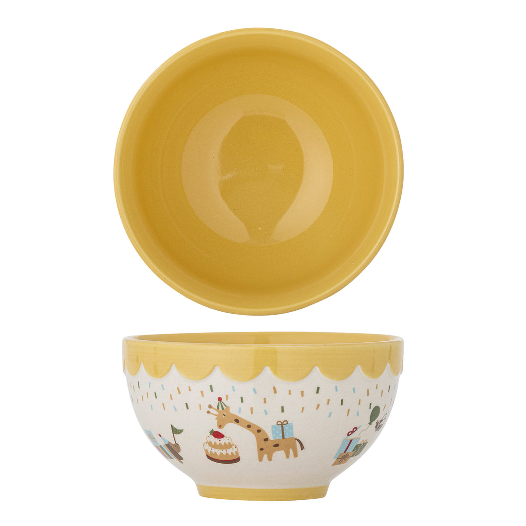 Celebrate Bowl in Yellow Stoneware Kids