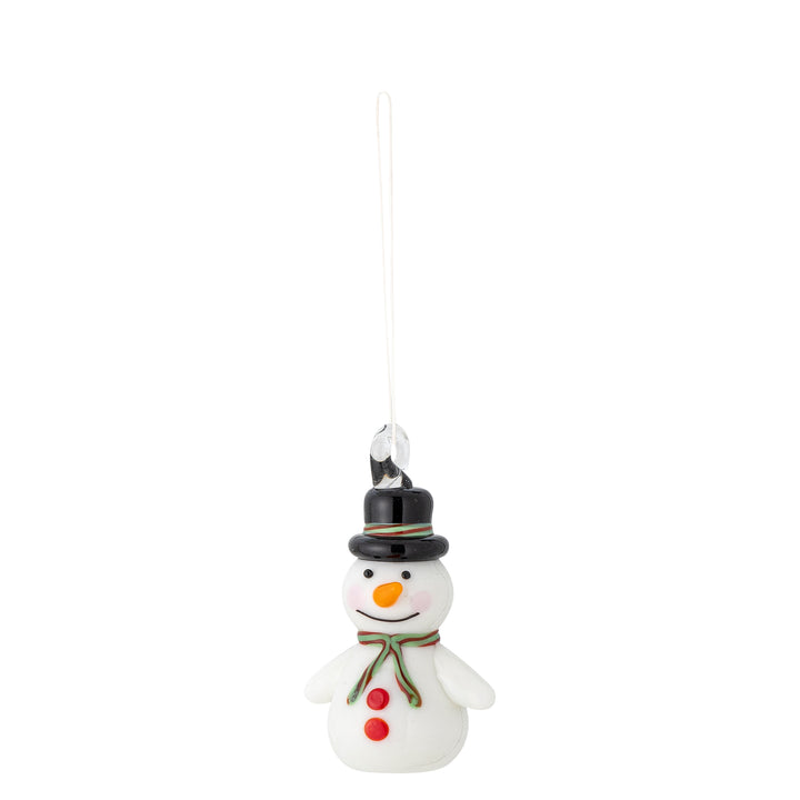 Festive Snowman Glass Tree Decoration