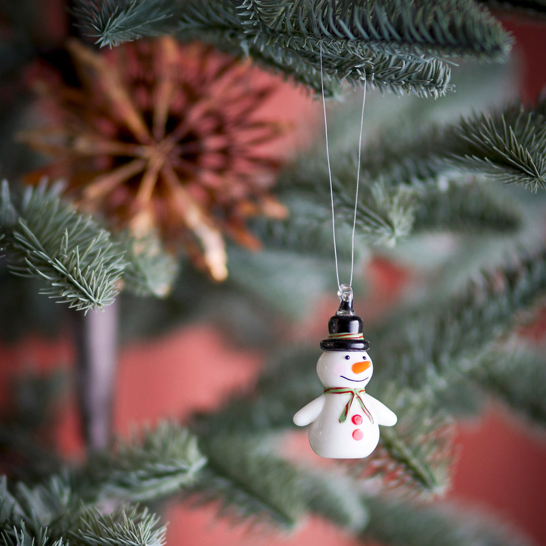 Festive Snowman Glass Tree Decoration