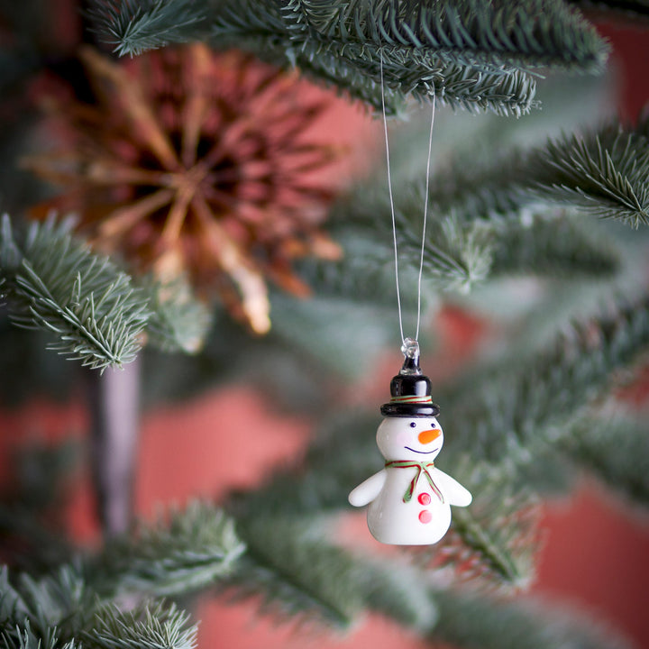 Festive Snowman Glass Tree Decoration