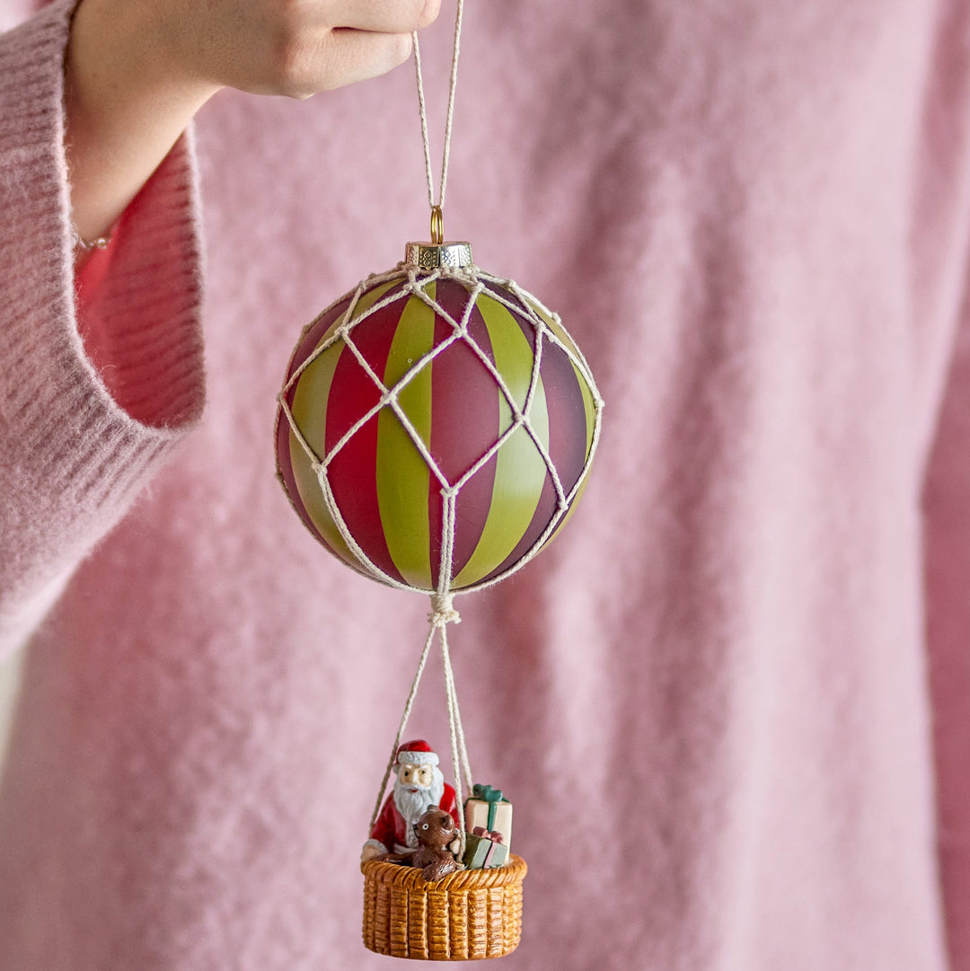 Hettie Santa Hot Air Balloon Glass Tree Decoration