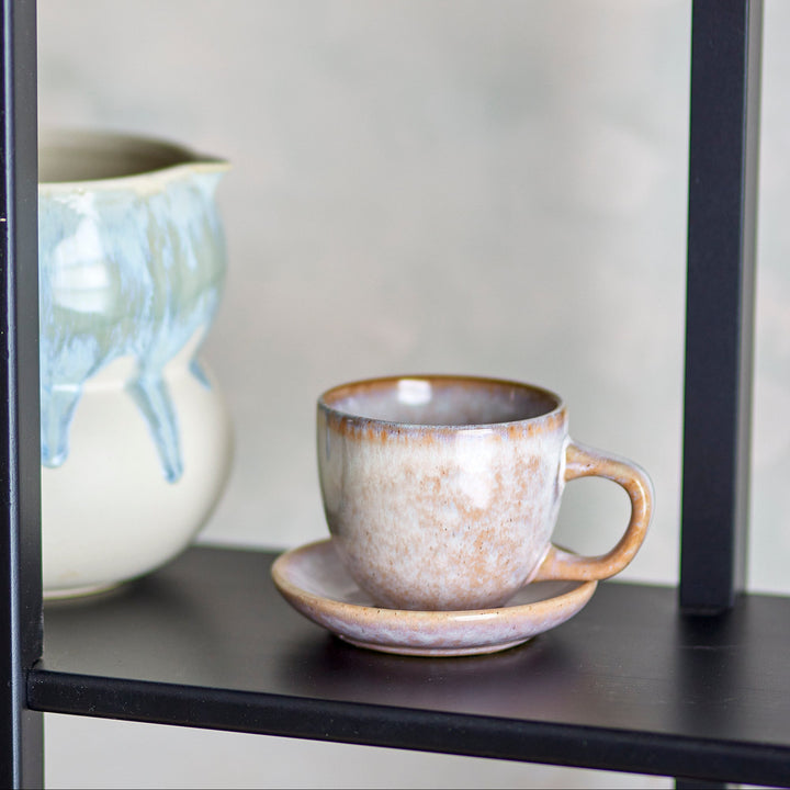 Brenta Cup and Saucer in Rose Stoneware Set of 4