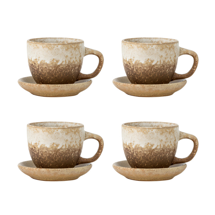 Brenta Cup and Saucer in Nature Stoneware Set of 4