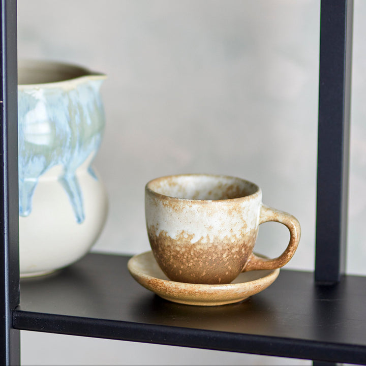 Brenta Cup and Saucer in Nature Stoneware Set of 4