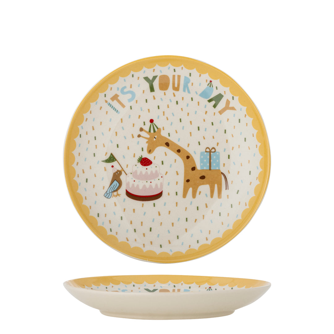 Celebrate Plate in Yellow Stoneware Kids