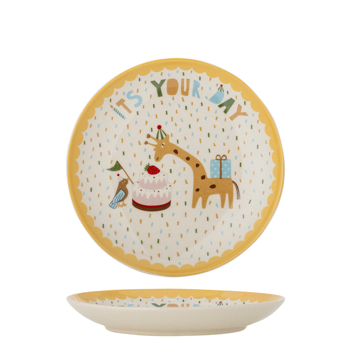 Celebrate Plate in Yellow Stoneware Kids