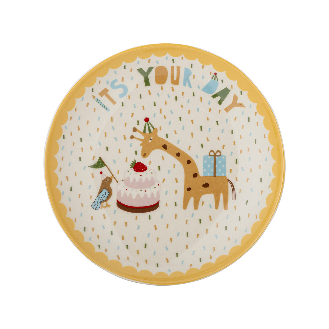 Celebrate Plate in Yellow Stoneware Kids