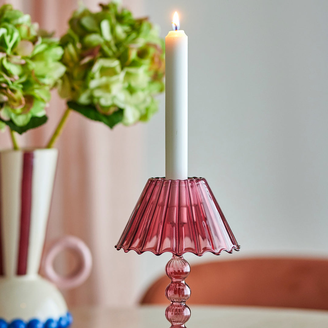 Glass Candle Holder in Red