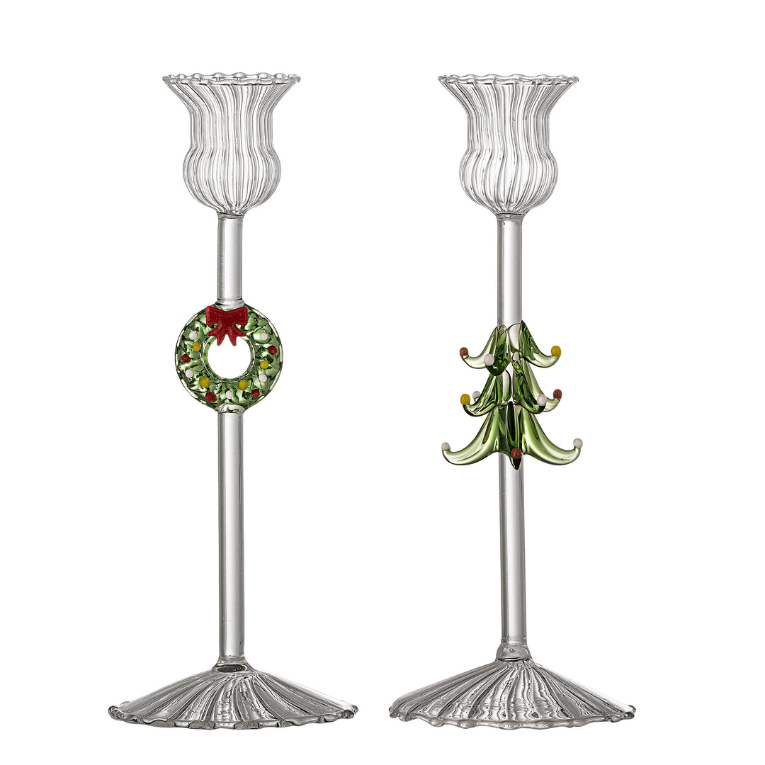 Set of 2 Branton Glass Candle Holders