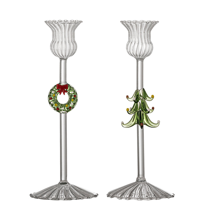 Set of 2 Branton Glass Candle Holders