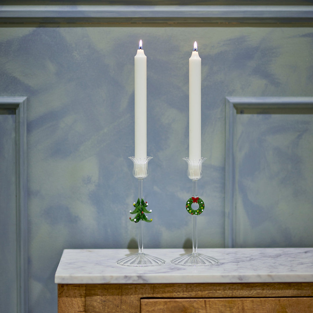 Set of 2 Branton Glass Candle Holders