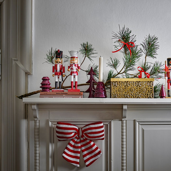 Ruby Stripe Bow Cotton Decoration