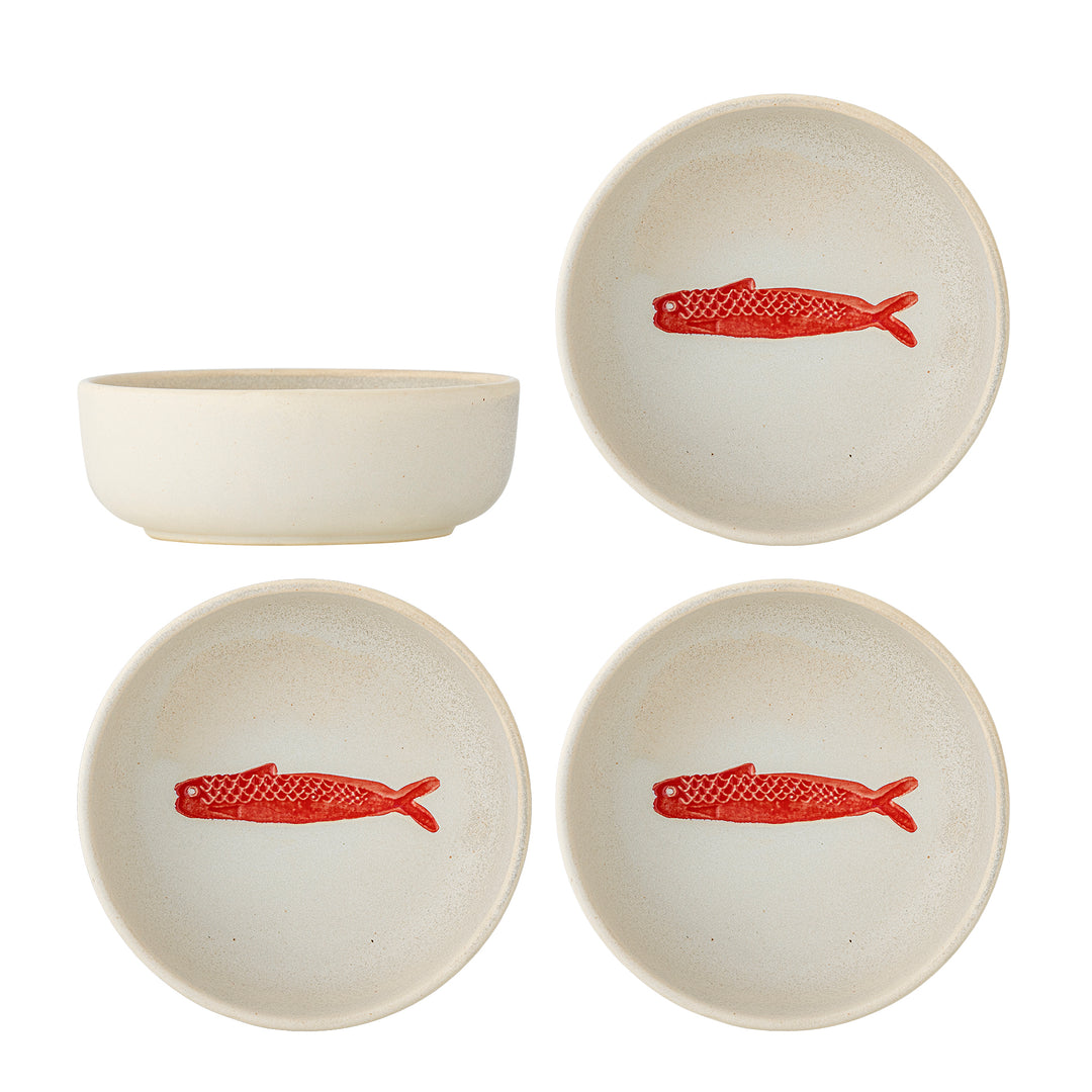 Set of 4 Stoneware Hadden Bowls Fish