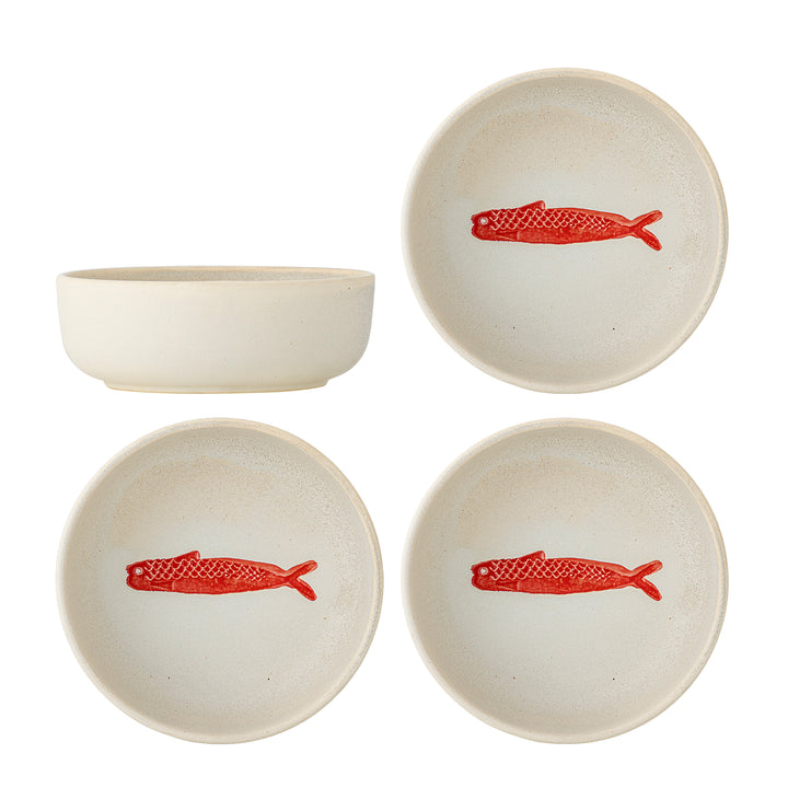 Set of 4 Stoneware Hadden Bowls Fish