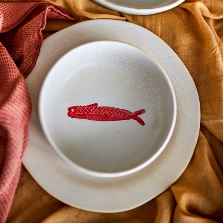 Set of 4 Stoneware Hadden Bowls Fish