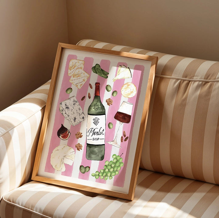 Merlot and Cheese Please Print by Mash Design