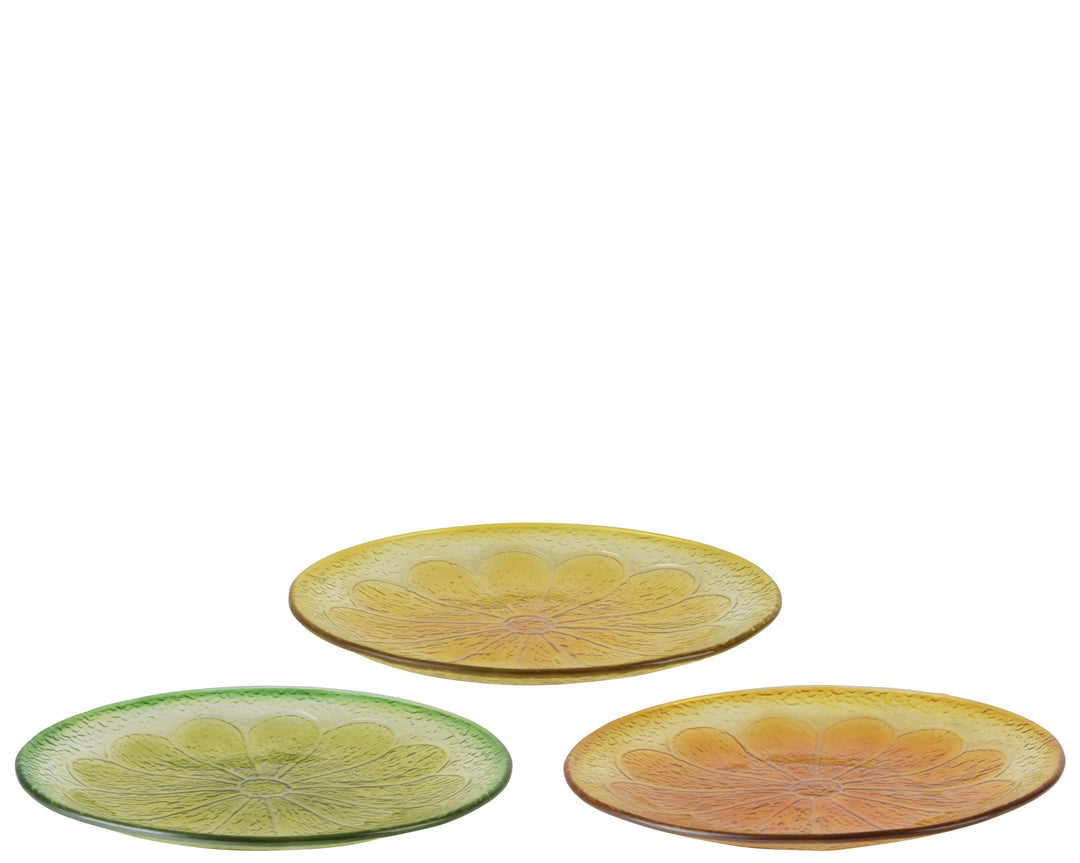 Set of 3 Citrus Glass Dinner Plate Set
