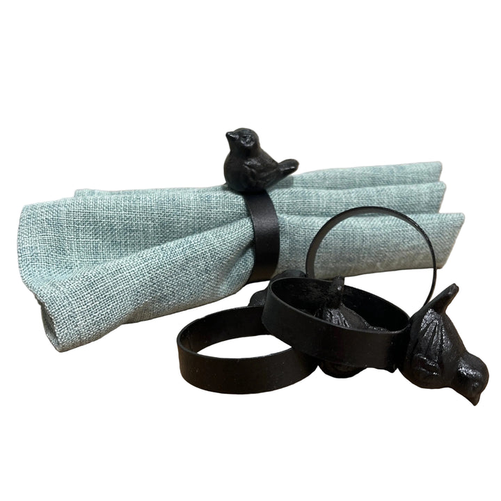 Set Of Four Metal Bird Napkin Rings