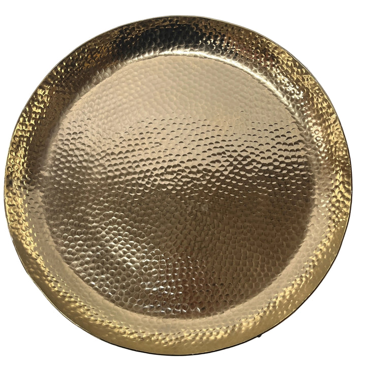 Large Round Aluminium Serving Tray Brass