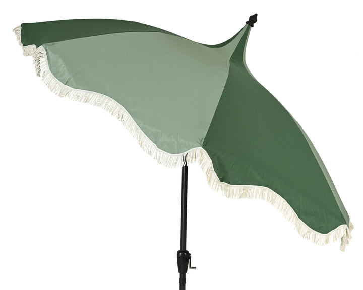 Green Scalloped Fringe Garden Parasol