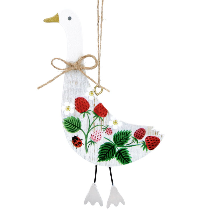 Set of Two Strawberry Geese Decorations