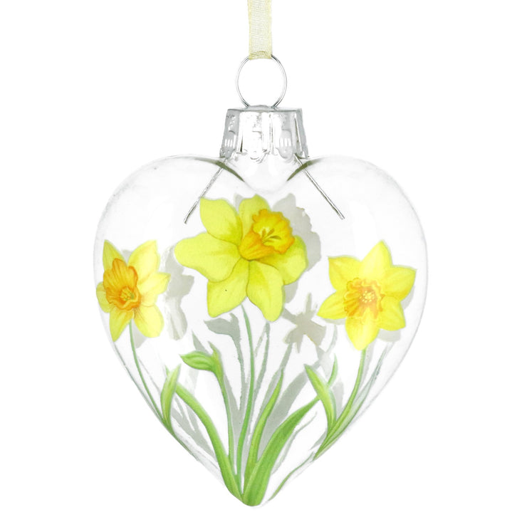 Set Of Two Daffodil Heart Decorations