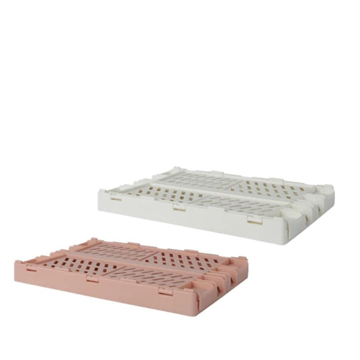 Set of 2 Pink & Cream Folding Crates