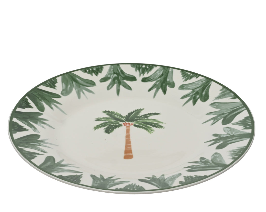 Set of 4 Porcelain Palm Dinner Plates