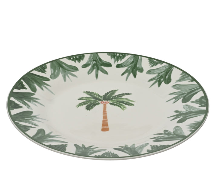 Set of 4 Porcelain Palm Dinner Plates