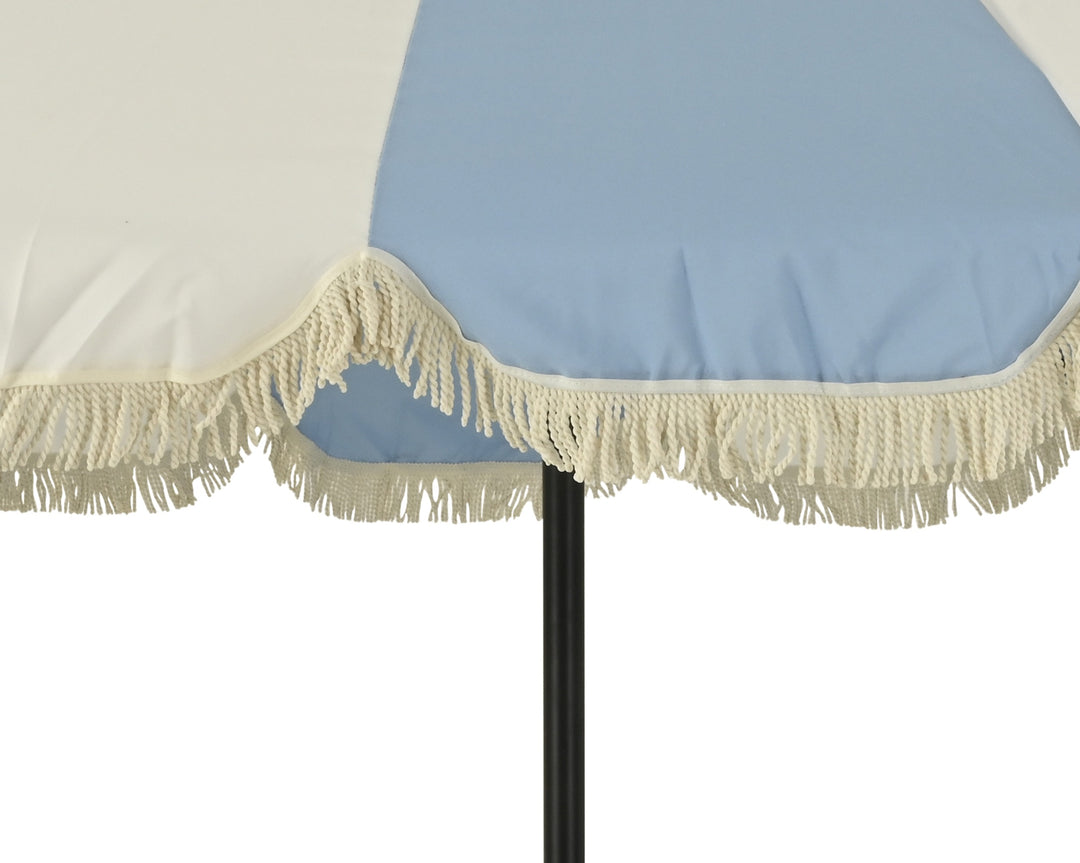 Blue & White Stripe Tassel Parasol
