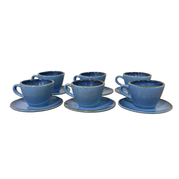 Tea Cup & Saucer Azure Blue X 6