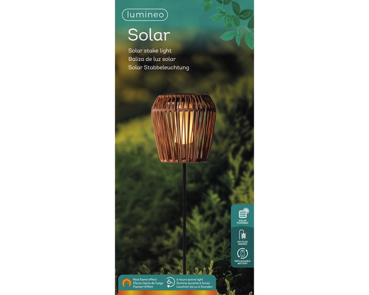 Solar Rattan Stake Wicker Solar Flame Stake Light in Terracotta – Ella James