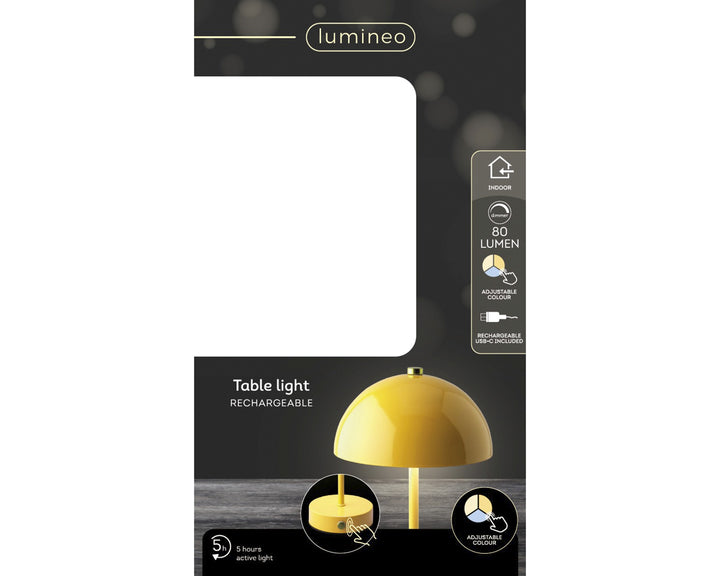 LED Rechargeable Indoor Table Lamp in Yellow