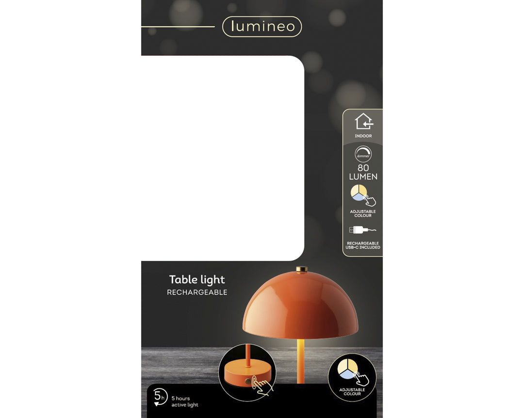 LED Rechargeable Indoor Table Lamp in Orange