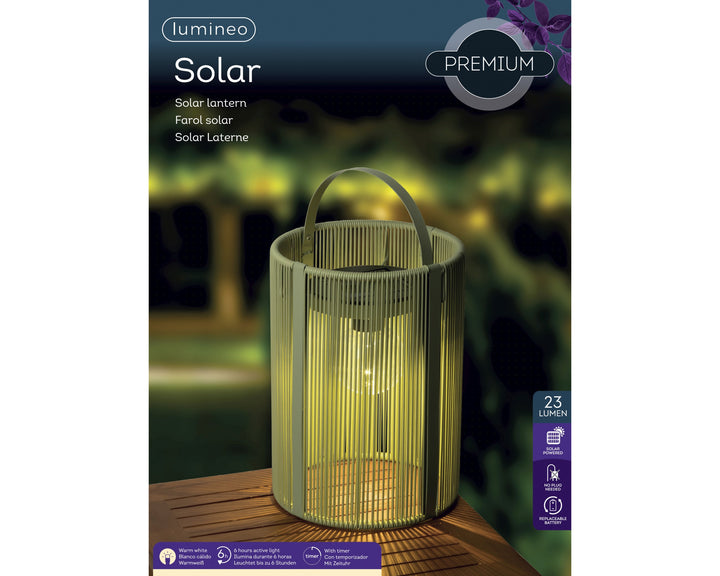 Solar Iron Wicker Lantern in Green
