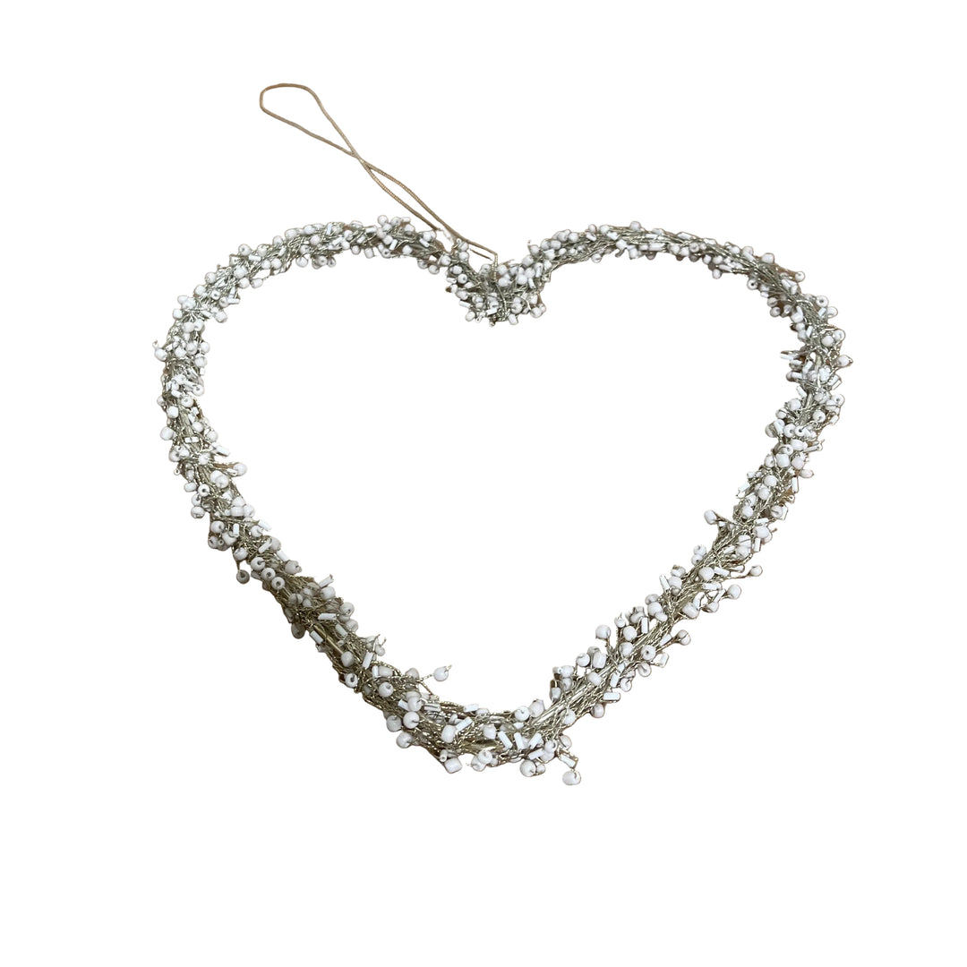 Large Wire Hanging Heart Decor White